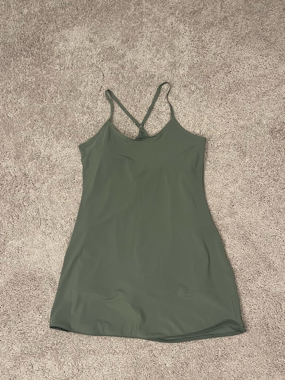 Outdoor Voices Olive Green Cross-Back Mini Workout Dress